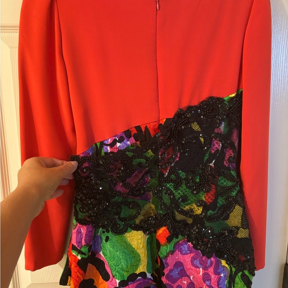 Ann Lawrence Vintage Red and Multicolor Long Sleeve Party Dress Size 8 - Picture 6 of 12